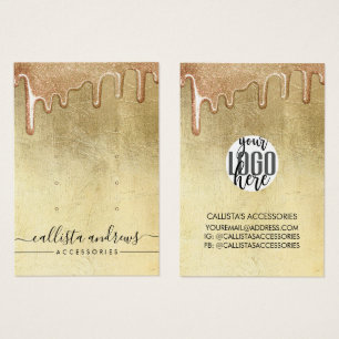 ゴージャスゴールド厚グリッター垂れロゴイヤリング