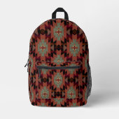 ゴージャスサウスウエスタンスタイルブラックアンドラスト プリントバックパック (正面)