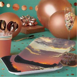 ゴージャスサンセットテキサス州ヒルカントリー ペーパープレート