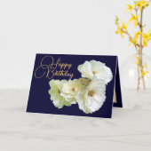 ゴージャスシックホワイトローズフローラブーケ誕生日 カード (黄色い花)