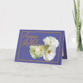 ゴージャスシックホワイトローズフローラブーケ誕生日 カード (正面)