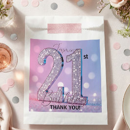 ゴージャスシルバーダイヤモンドスパークルピンク21歳の誕生日 フェイバーバッグ