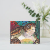 ゴージャスシータートルステンドグラススタイルアート ポストカード (スタンド正面)