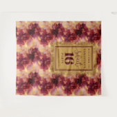 ゴージャススウィート16赤面ブルゴーニュ金ゴールドバナー タペストリー (正面(横))