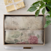 ゴージャススプレーピンクローゼズオンヴィンテージパーチメント 薄葉紙 (ギフト)