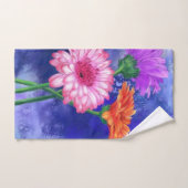 ゴージャススリーカラーゲルベラ-ミグンドアートスケッチ バスタオルセット (ハンドタオル)