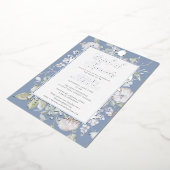 ゴージャスダスティブルーボタニカルシルバー 箔招待状 (回転した状態)