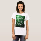 ゴージャスダークグリーンのラメで毎日キラキラ輝くテキスト Tシャツ (正面フル)