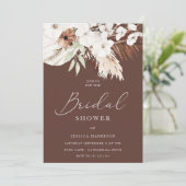 ゴージャスチョコレートボホホワイトフローラブライダルシャワー 招待状 (スタンド正面)