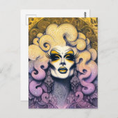 ゴージャスドラッグクイーンイエローパープル ポストカード (正面/裏面)