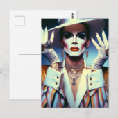 ゴージャスドラッグクイーンカラフルインストライプズ ポストカード (正面/裏面)