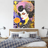 ゴージャスドラッグクイーンパープルオレンジ キャンバスプリント (インサイチュ (寝室))