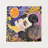 ゴージャスドラッグクイーンパープルオレンジ タペストリー (正面(横))