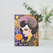 ゴージャスドラッグクイーンパープルオレンジ ポストカード (スタンド正面)