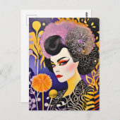 ゴージャスドラッグクイーンパープルオレンジ ポストカード (正面/裏面)