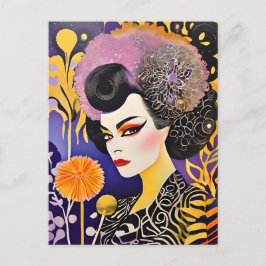 ゴージャスドラッグクイーンパープルオレンジ ポストカード