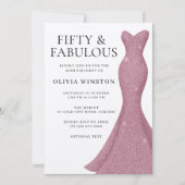 ゴージャスドレスフィフティ&ファブラス50誕生日 招待状 (正面)