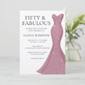 ゴージャスドレスフィフティ&ファブラス50誕生日 招待状 (スタンド正面)