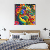 ゴージャスネオンフローラドラゴン キャンバスプリント (インサイチュ (寝室))