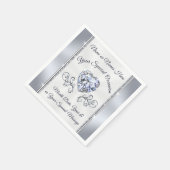 ゴージャスハートダイヤモンドナプキンパーソナライズされた スタンダードカクテルナプキン (角)