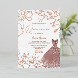 ゴージャスバラ葉金ゴールド赤面ドレスキンセアニェラ 箔招待状