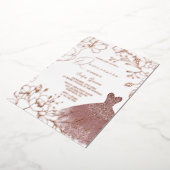 ゴージャスバラ葉金ゴールド赤面ドレスキンセアニェラ 箔招待状 (回転した状態)