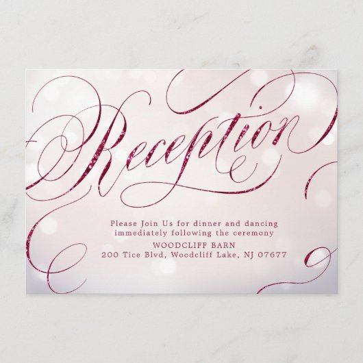 ゴージャスバーガンディヴィンテージカリグラフィー受付 エンクロージャーカード (正面)