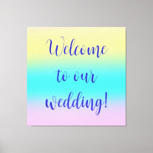 ゴージャスパステルレインボーグラデーショ結婚ン キャンバスプリント