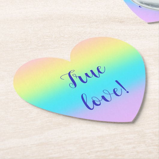 ゴージャスパステルレインボーグラデーショ結婚ン ペーパーコースター (アングル)