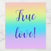 ゴージャスパステルレインボーグラデーショ結婚ン ワインラベル (シングルラベル)