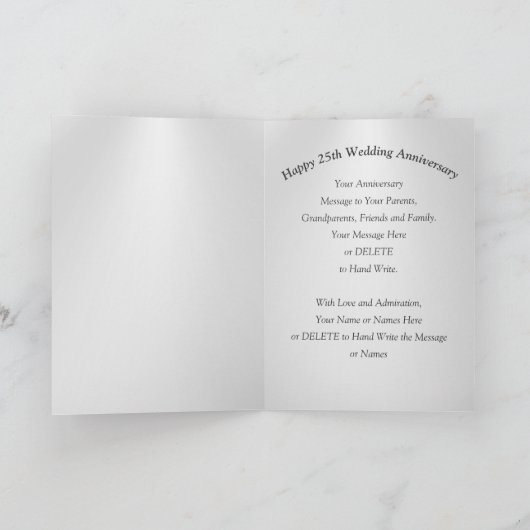 ゴージャスパーソナライズされたなハッピー25周年記念カード シーズンカード (内部)