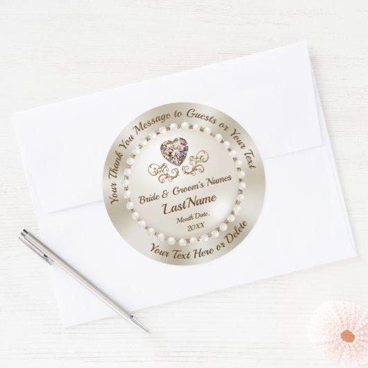 ゴージャスパーソナライズされたな結婚式用シールの引き立て ラウンドシール (封筒)