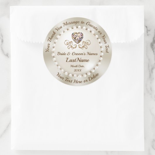 ゴージャスパーソナライズされたな結婚式用シールの引き立て ラウンドシール (バッグ)