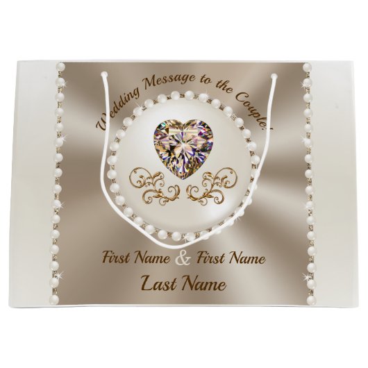 ゴージャスパーソナライズされたな結婚抱き枕 ラージペーパーバッグ (正面)