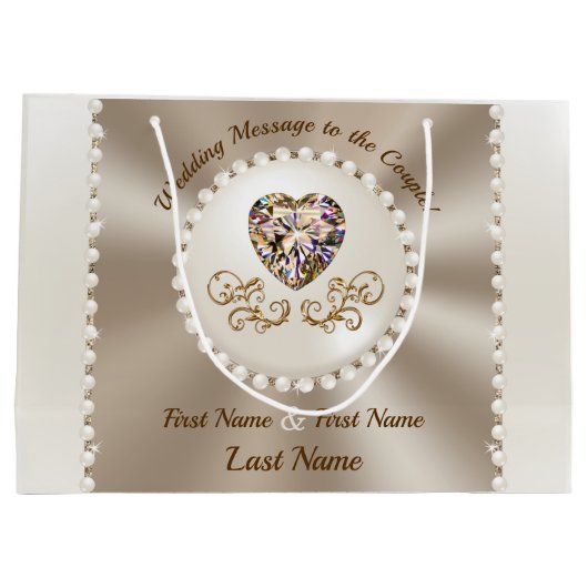 ゴージャスパーソナライズされたな結婚抱き枕 ラージペーパーバッグ (裏面)