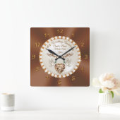 ゴージャスパーソナライズされたな記念日の時計 スクエア壁時計 (ホーム)