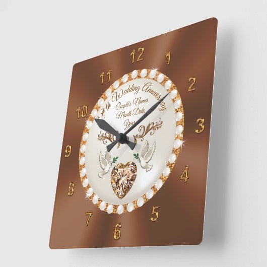 ゴージャスパーソナライズされたな記念日の時計 スクエア壁時計 (傾斜)