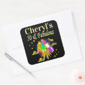 ゴージャスパーソナライズされたな金ゴールド50歳 スクエアシール (封筒)