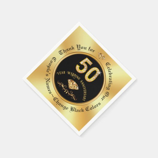 ゴージャスパーソナライズされたな50周年記念ナプキンス スタンダードカクテルナプキン (角)
