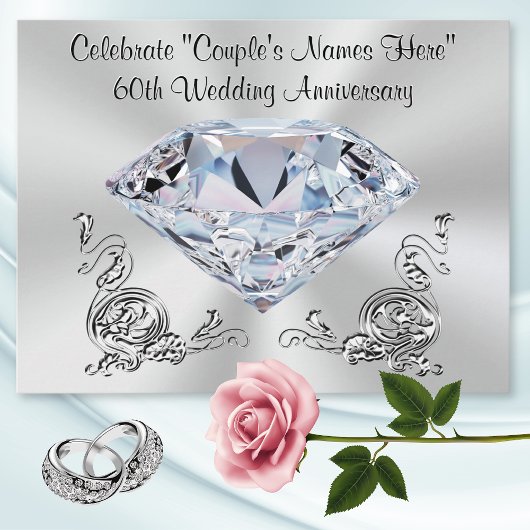ゴージャスパーソナライズされたな60周年記念招待状 インビテーションポストカード