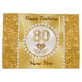ゴージャスパーソナライズされたな80番目の誕生日抱き枕 ラージペーパーバッグ