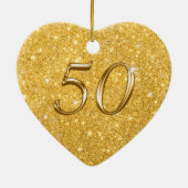 ゴージャスパーソナライズされたゴールデンアニバーサリーオーナメント セラミックオーナメント (裏面)