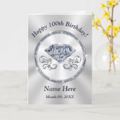 ゴージャスパーソナライズされたダイヤモンド100誕生日カード カード (黄色い花)