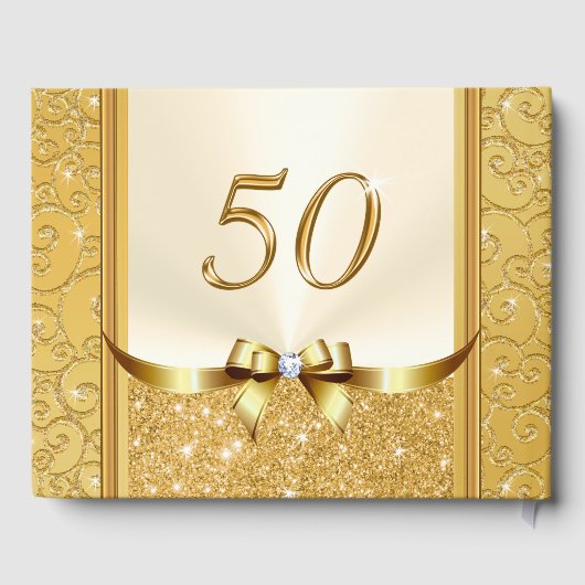 ゴージャスパーソナライズされた50周年記念ゲストブック ゲストブック (裏面)