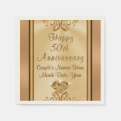 ゴージャスパーソナライズされた50周年記念ナプキンス スタンダードカクテルナプキン (正面)