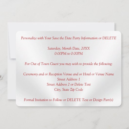 ゴージャスパーソナライズされた、40th日付カードを保存 招待状 (裏面)