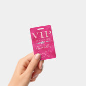 ゴージャスパーティー用ピンクグリッターVIPパス バッジ (手持ち)