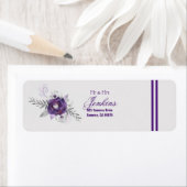 ゴージャスパープルグレイフローラ差出人住所ラベル ラベル (インサイチュ)