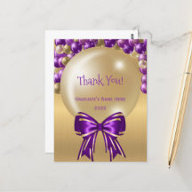 ゴージャスパープルゴールドバルーンボウ 卒業おめでとう