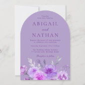 ゴージャスパープルラベンダーフローラ結婚アーチズ 招待状 (正面)